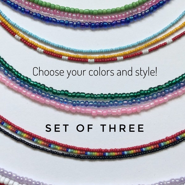 Beaded necklace set, seed bead necklaces, pack of necklaces, rainbow beaded chokers, graduation gift, beaded necklace, bulk beaded necklaces