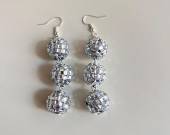 Disco ball earrings, mirrorball earrings, disco jewelry, bachelorette party, 70s earrings, disco ball dangle earrings, mirrorball jewelry