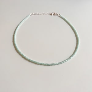 Green beaded necklace, light green boho choker, green necklace, pastel choker, 90s choker, grad gift, mother&#39;s day gift, sea foam green