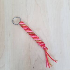 Boondoggle keychain, Valentine's day gift, plastic lacing keychain, Gimp zipper pull