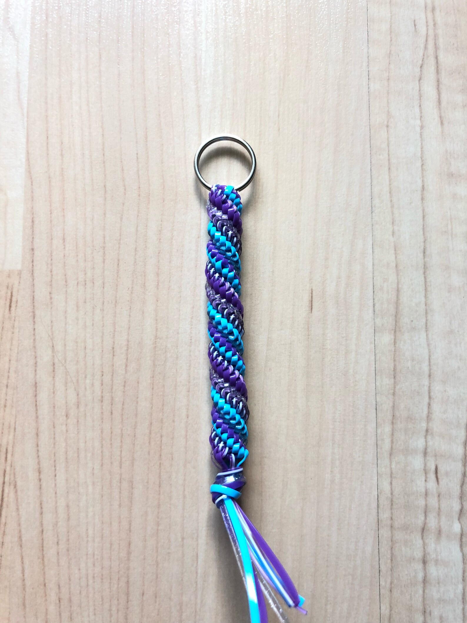 Blue, Purple, and Gold Boondoggle Keychain, Gimp Keychain, String ...