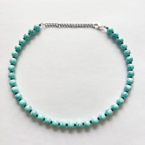 Turquoise bead necklace, turquoise stone necklace, summer beach jewelry, boho necklace, graduation gift, light blue necklace, quartz choker