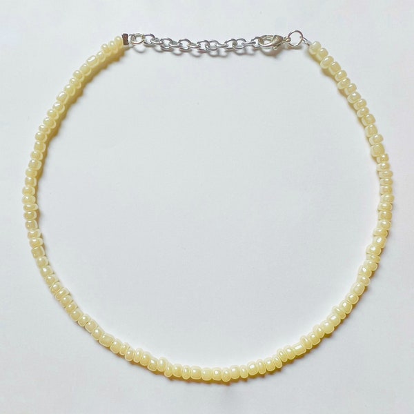 Yellow beaded necklace, pastel yellow necklace, Easter necklace, spring jewelry, pastel choker, Mother's Day gift, grad gift, summer choker