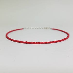 Red seed bead choker, red beaded necklace, graduation gift, gift for friend, summer choker, minimalist red choker, thin red beaded choker