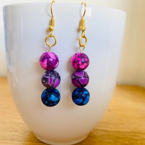 Bi pride flag earrings, bisexual pride, lgbt gift, love wins, bisexual pride flag, pride month, bisexual earrings, bi flag, lgbtq gift