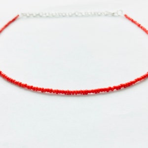 Orange bead necklace, orange seed bead necklace, orange beaded choker, summer bead choker, tangerine necklace, thin bead necklace