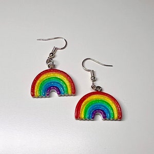 Rainbow earrings, lgbtq earrings, pride earrings, rainbow sparkle, pride earrings, 3D rainbow earrings, festival earrings, gift for friend