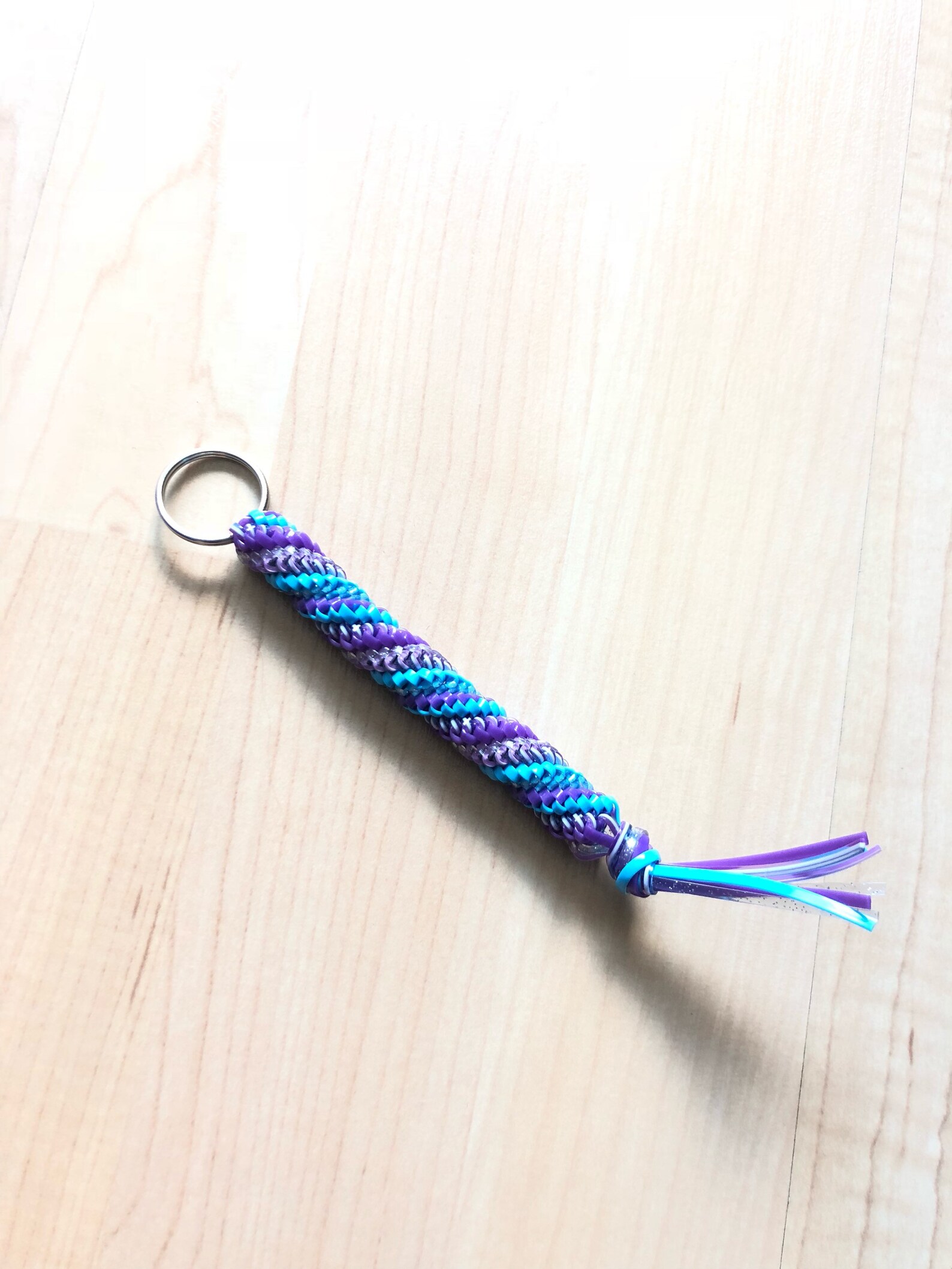 Blue, Purple, and Gold Boondoggle Keychain, Gimp Keychain, String ...