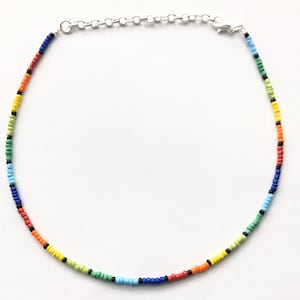 Rainbow beaded necklace, rainbow choker, minimalist choker, lgbt necklace, seed bead necklace, multicolor necklace, beach jewelry, grad gift