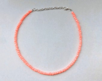 Coral beaded necklace, pastel necklace, Easter jewelry, peach beaded  necklace, pink bead necklace, Mother&#39;s day gift, light pink necklace