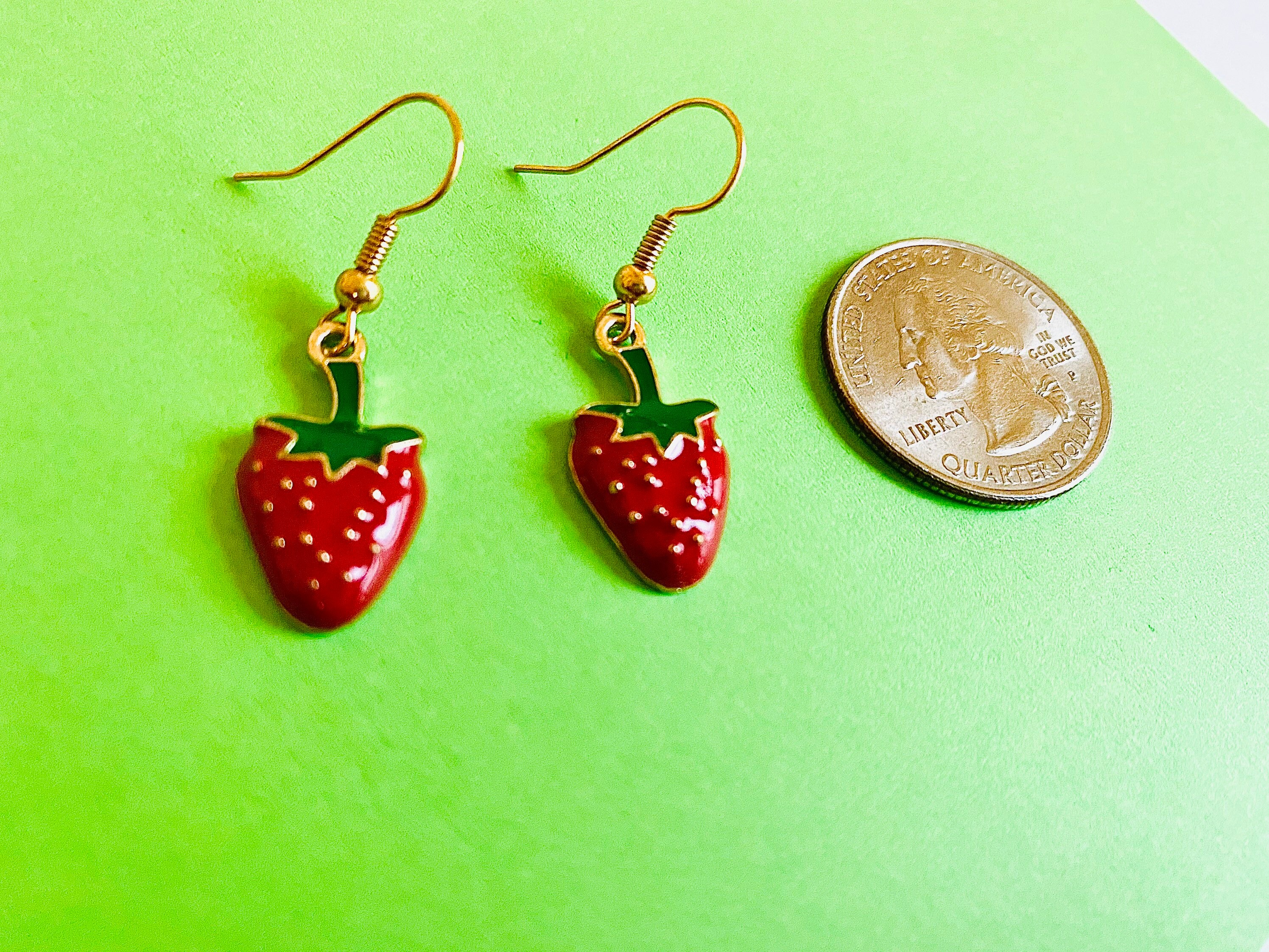 Strawberry Earrings Enamel Charm Earrings Fruity Jewelry Etsy UK
