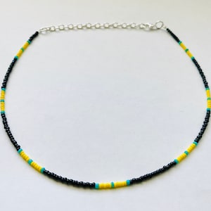 Seed bead necklace, black beaded necklace, summer choker, grad gift, yellow necklace, beaded necklace, handmade jewerly, mother&#39;s day gift