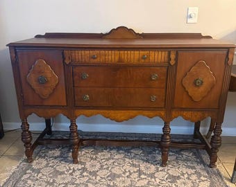 Antique Jacobean Revival Style Sideboard Buffet Server
