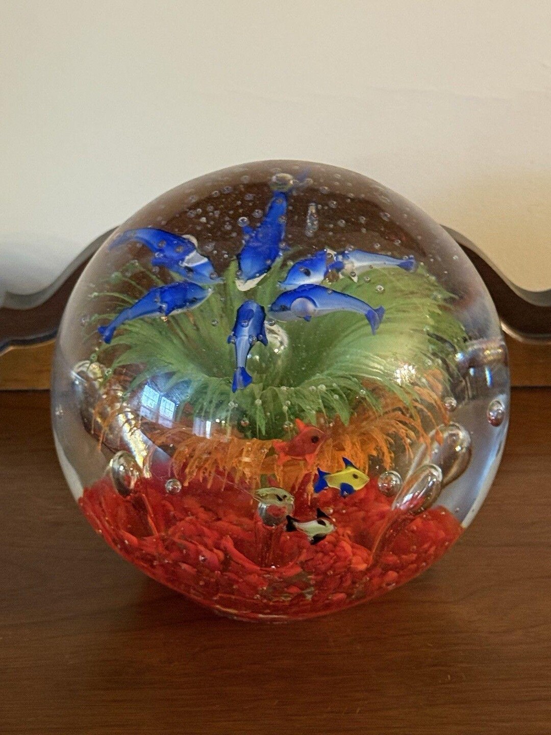 Murano Italian Large Round Glass Tropical Fish Aquarium Paperweight 7 ...