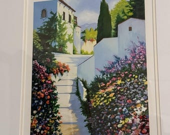 Alex Perez zeefdruk 'Ivy Gardens' felle kleuren, gesigneerd ingelijst 251/350 ingelijst