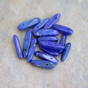 Smooth Lapis Lazuli Stick Beads, Natural Blue Gemstones, Jewelry Beading Supplies