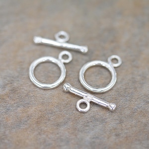 Sterling Silver Toggle and Bar 2 Sets Clasp, Simple Round Silver Toggle and Bar Clasp