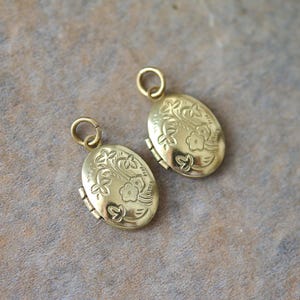 Raw Brass Locket Pendant, Small Size Flower Charm with O Ring Pendant