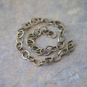 Antiqued Brass Chains, Oval Open Rings Chain