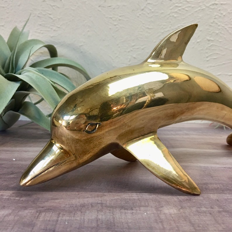 Large Leaping Dolphin Statue Brass Sculpture Coastal Home Etsy