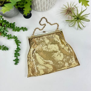Whiting and Davis Gold Mesh Small Clutch Rhinestone Purse  Whiting & Davis Gold Sequin Clutch Bag main image 2