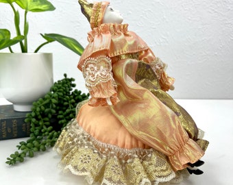 Harlequin Doll Music Box - Rotating Musical Decor - Porcelain