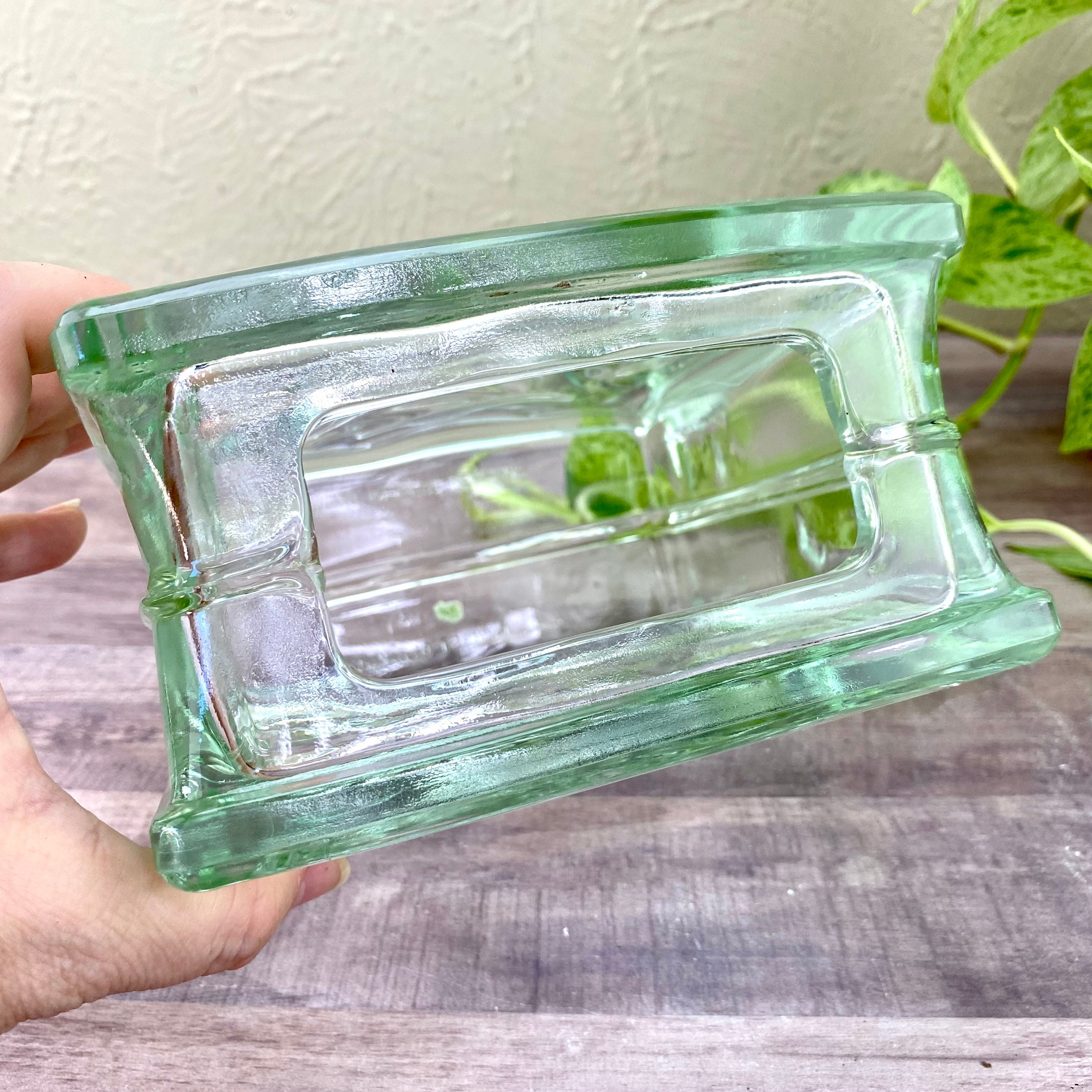 Glass Block Vase Floral Display Heavyweight Container Etsy