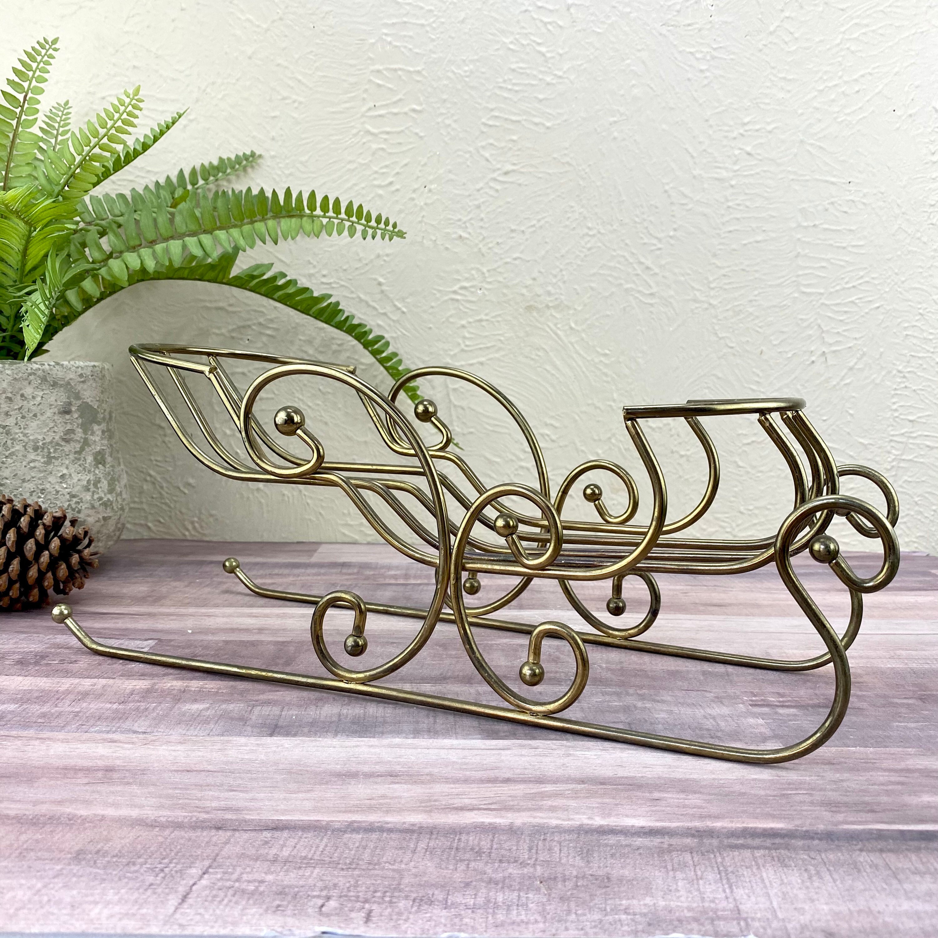 Brass Tabletop Sleigh Holiday Décor Santa's Sleigh Etsy UK