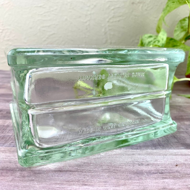 Glass Block Vase Floral Display Heavyweight Container Etsy