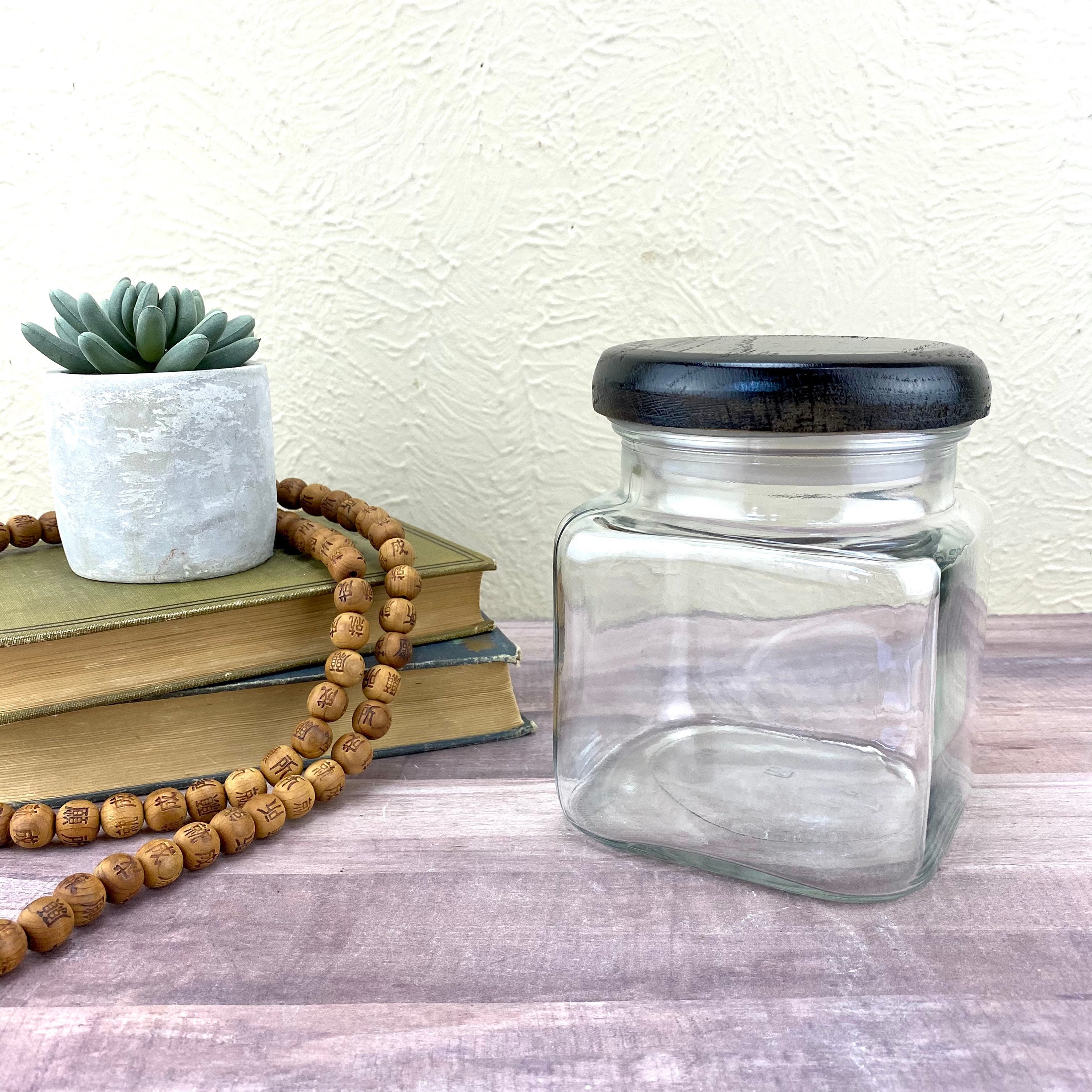 Glass Jars With Wood Lid Kitchen Storage Bottles Pantry Jars Spice, Candy  Organizer 