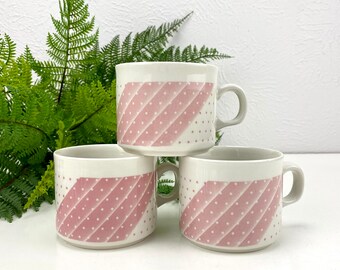 Pink Dots et taches tasses Set 6 Rose & Blanc Porcelaine tasses décorées dans le Royaume-Uni Pink Dots et taches tasses Set 6 Rose & Blanc Porcelaine tasses décorées dans le Royaume-Uni