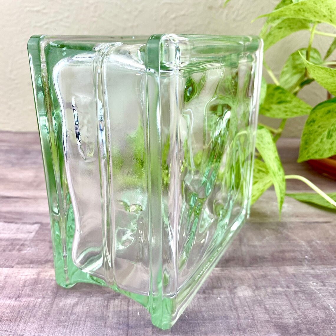 Glass Block Vase Floral Display Heavyweight Container Etsy