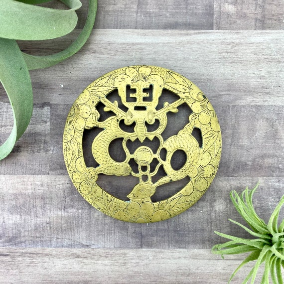 Brass Chinese Trivet Footed Trivet Tabletop Surface Etsy