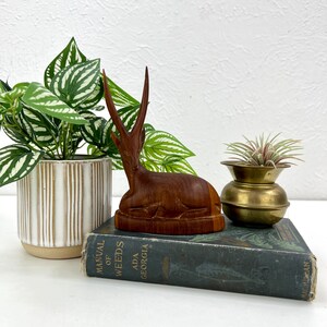Carved Wood Gazelle - Antelope Sculpture - Wooden Carving - Resting Gazelle - African Plains Animal - Minimalist Figure - Global Decor