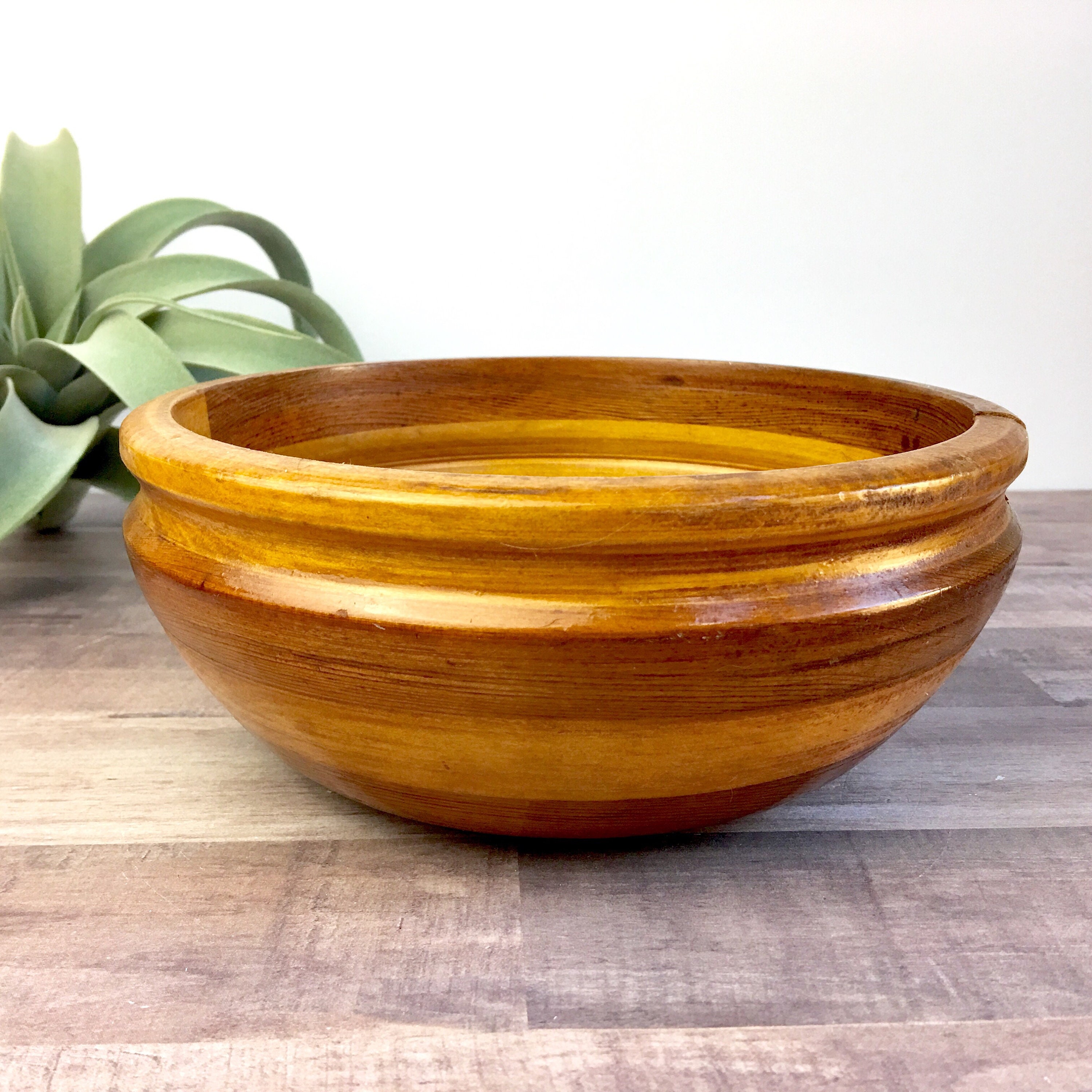 Hand Turned Wood Bowl Wood Block Shallow Wooden Fruit Bowl Etsy