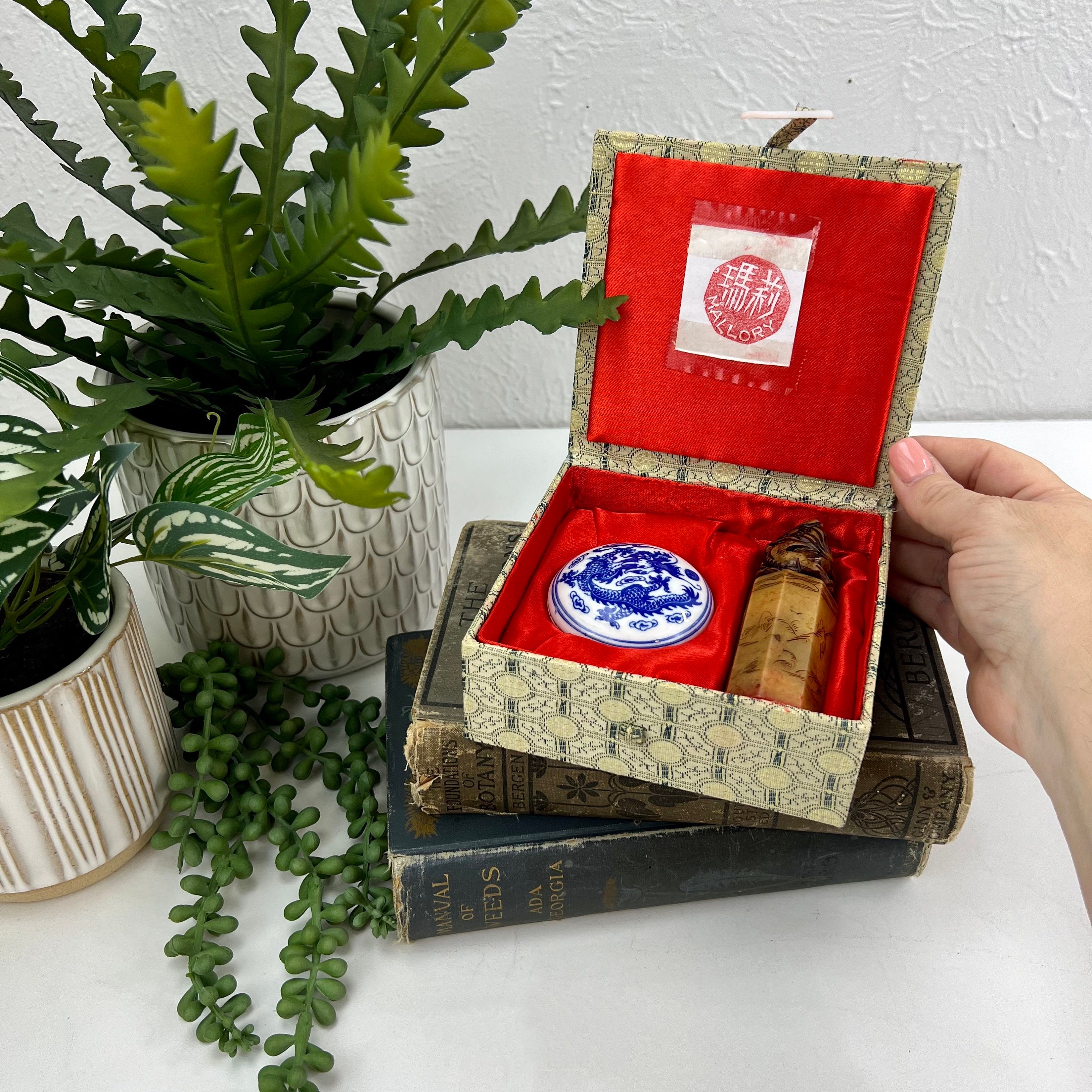 Vintage Chinese Chop Boxed Set - Carved Stone Signature Seal