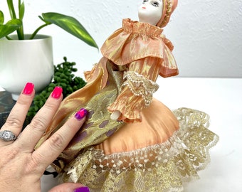Harlequin Doll Music Box - Rotating Musical Decor - Porcelain