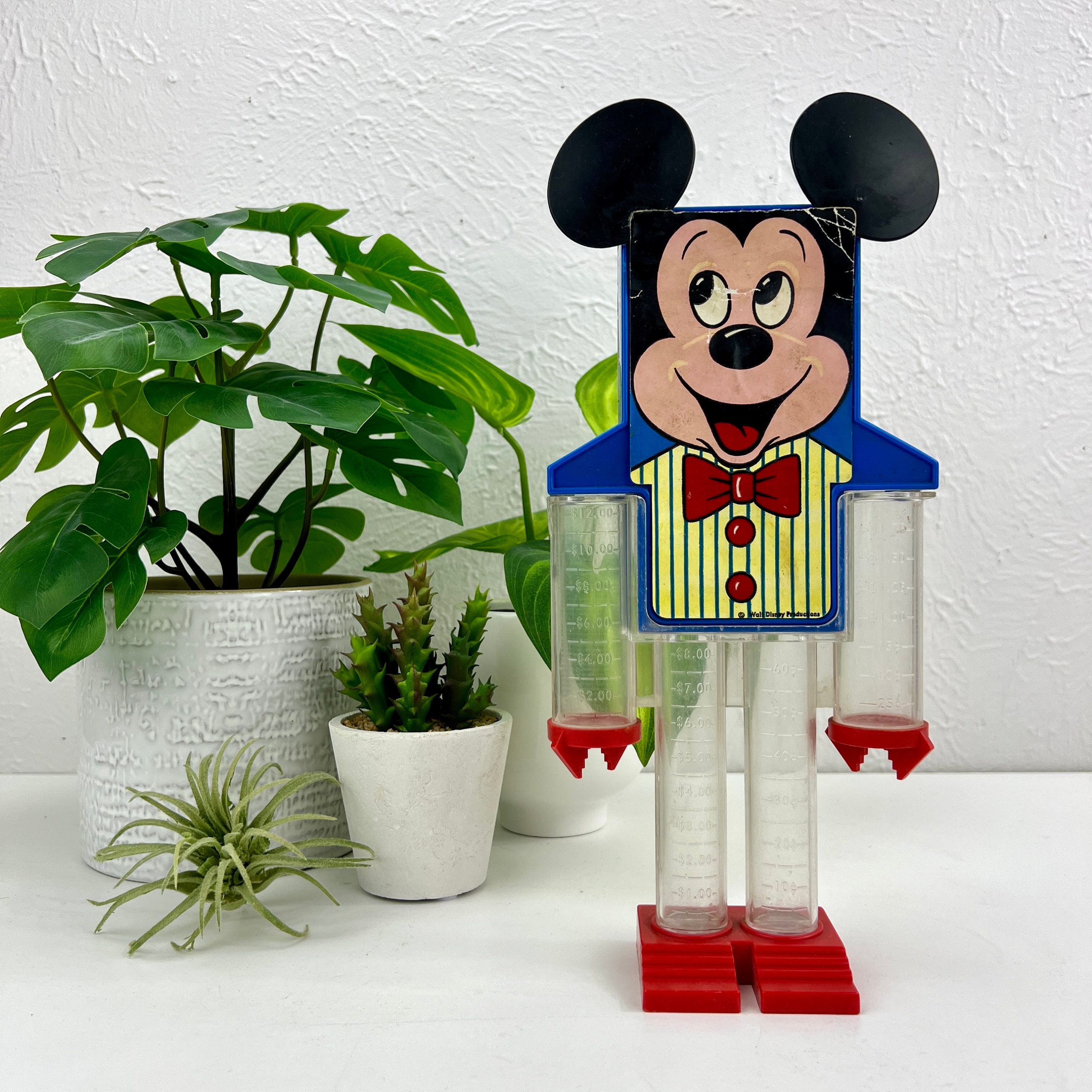 Robot Mickey Mouse Coin Bank - Rare Collectible Toy - Clear Coin Sorter - Lockable Coin Bank - Vintage Toy - Walt Disney Productions