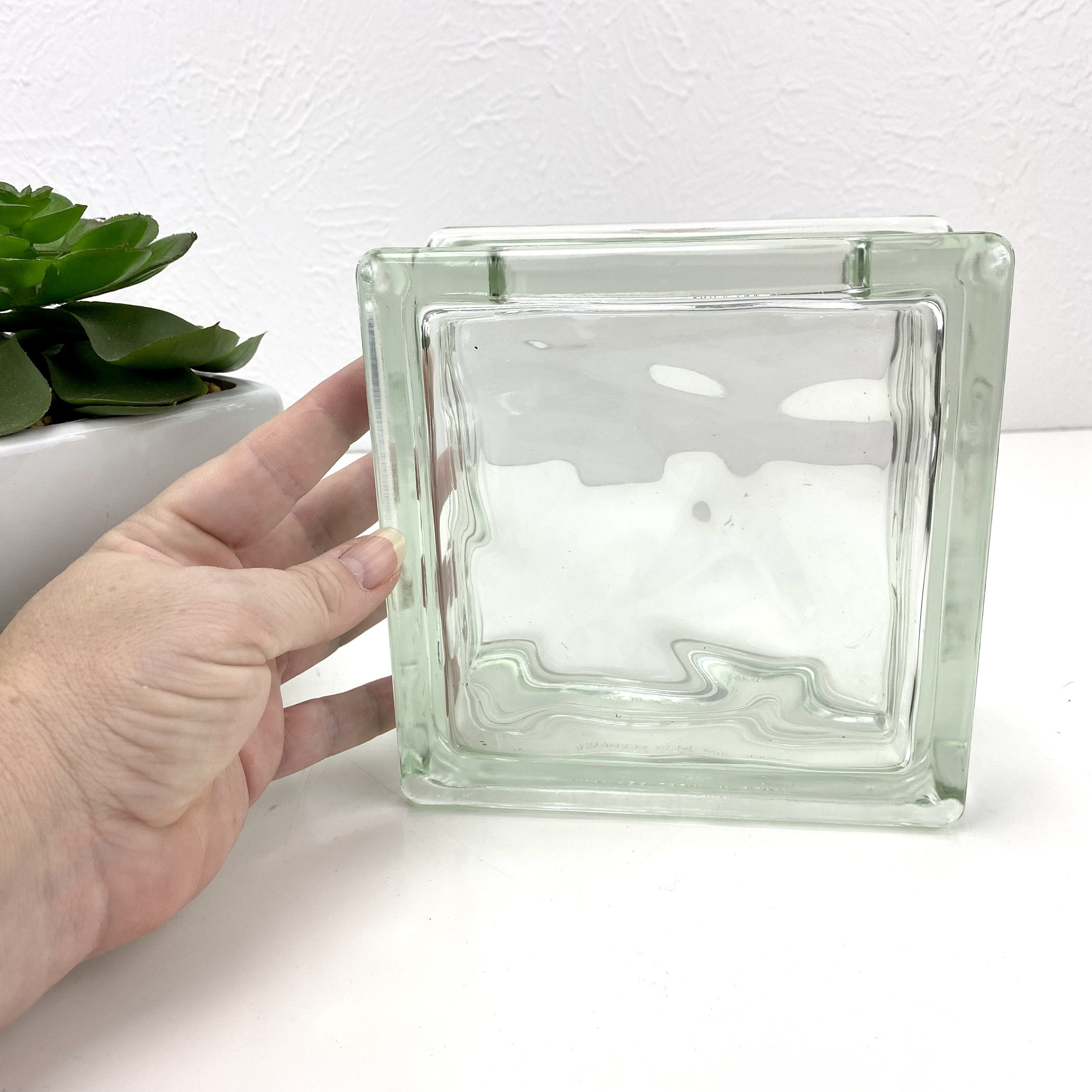 Glass Block Vase Floral Display Heavyweight Container Etsy.de