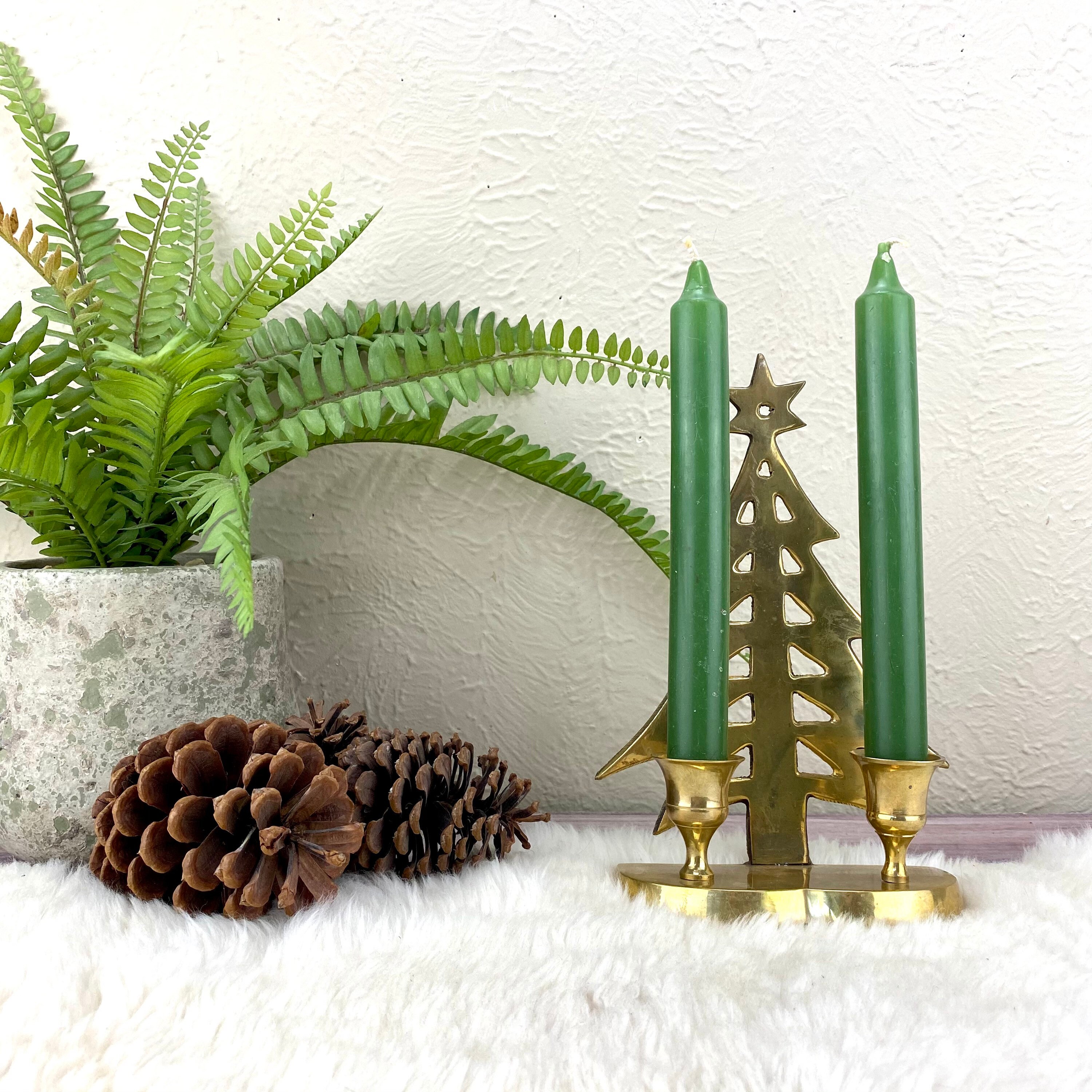 Brass Christmas Tree Candelabra Double Candlestick Holder Etsy
