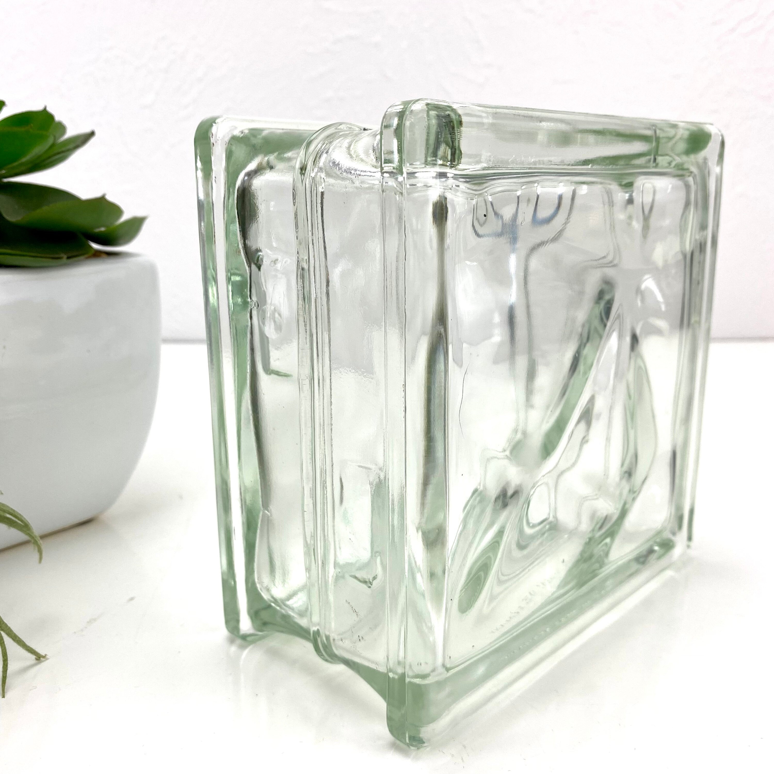 Glass Block Vase Floral Display Heavyweight Container Etsy.de