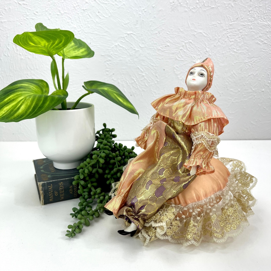 Harlequin Doll Music Box - Rotating Musical Decor - Porcelain