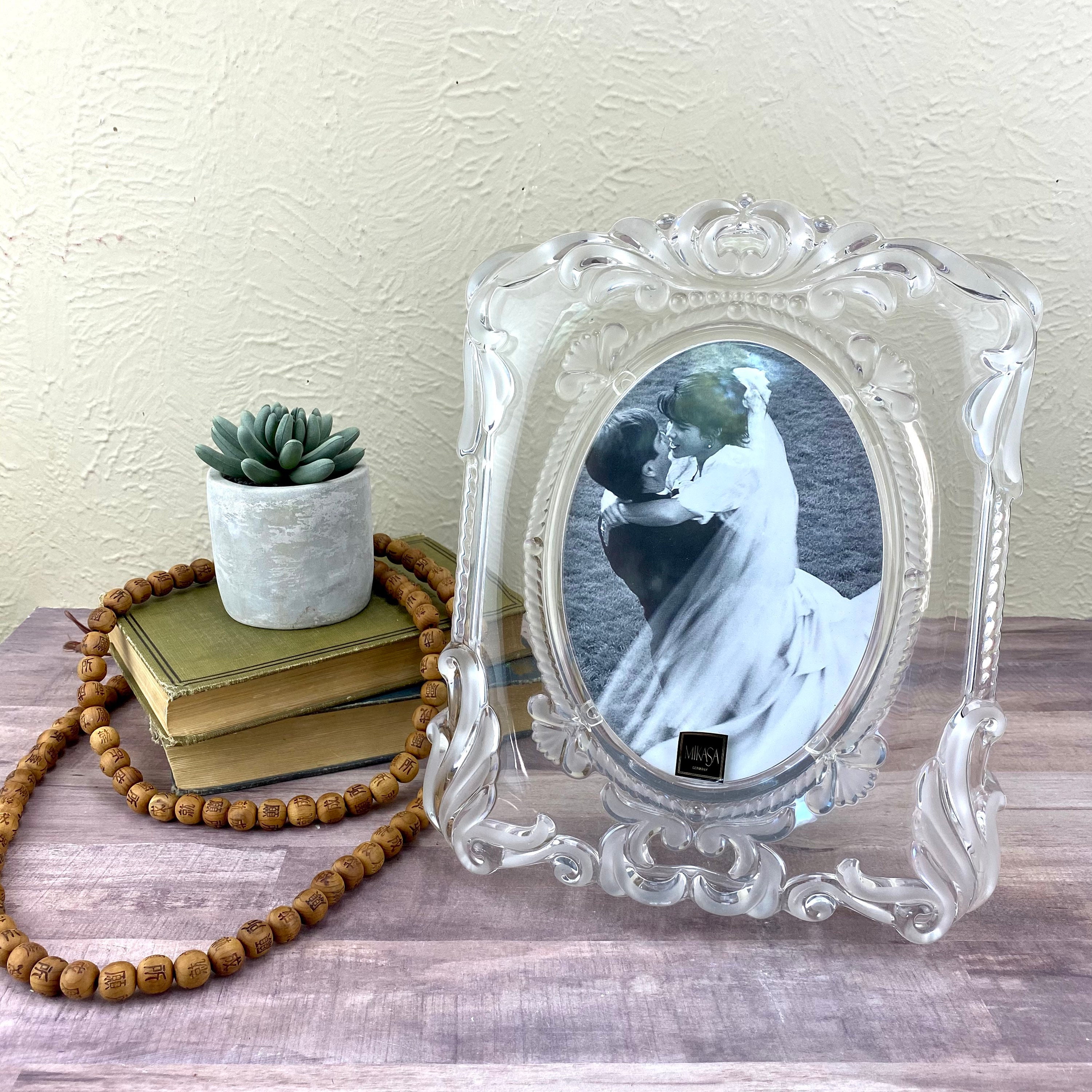 Mikasa Lead Crystal Picture Frame 5x7 Oval Frosted Glass Etsy