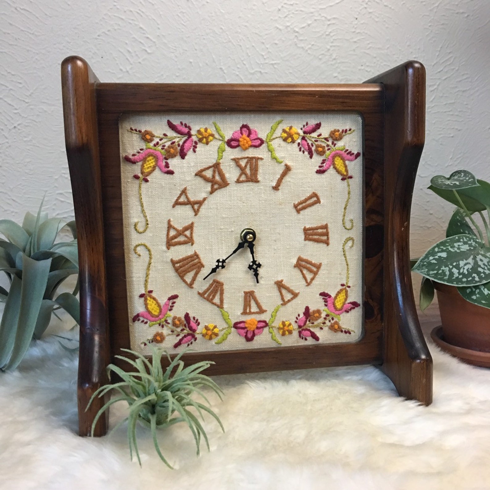 Vintage Clock Embroidered Clock Face Wall Mountable Etsy