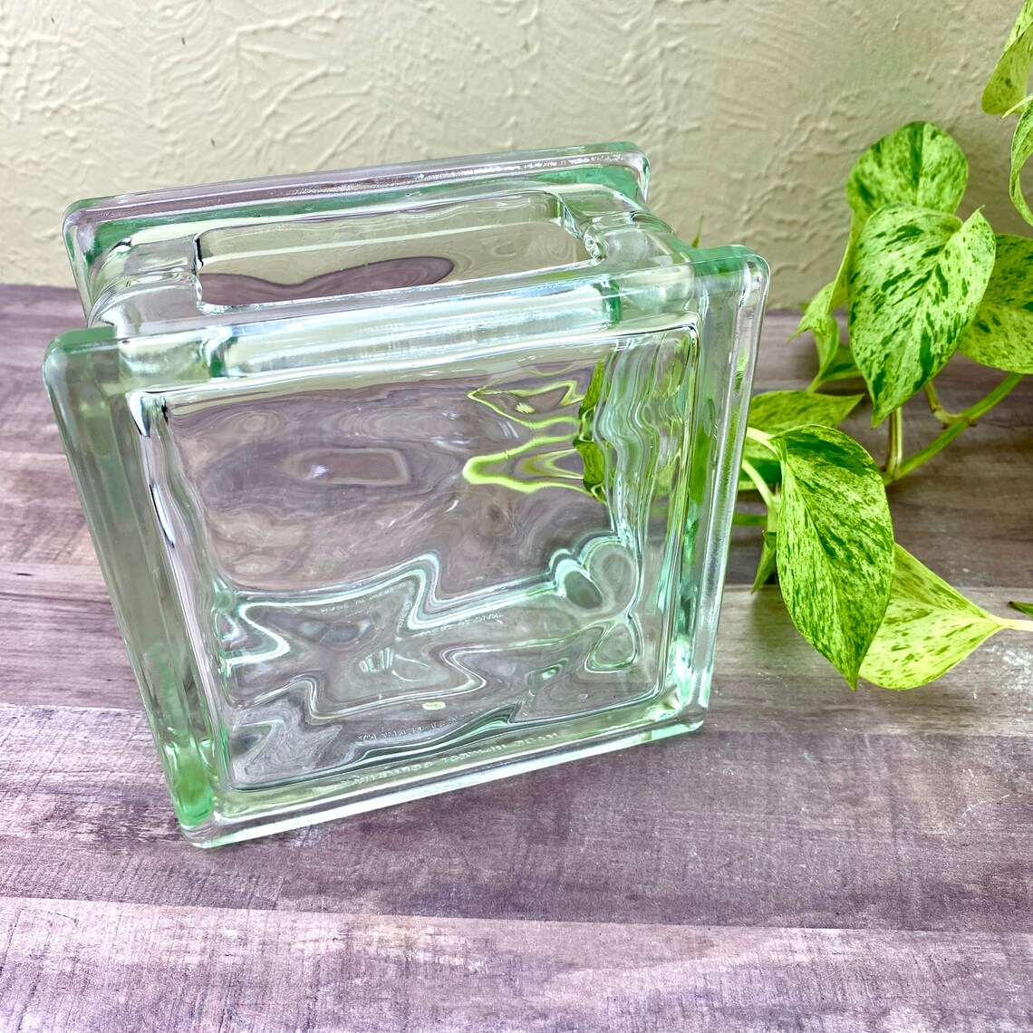 Glass Block Vase Floral Display Heavyweight Container Etsy