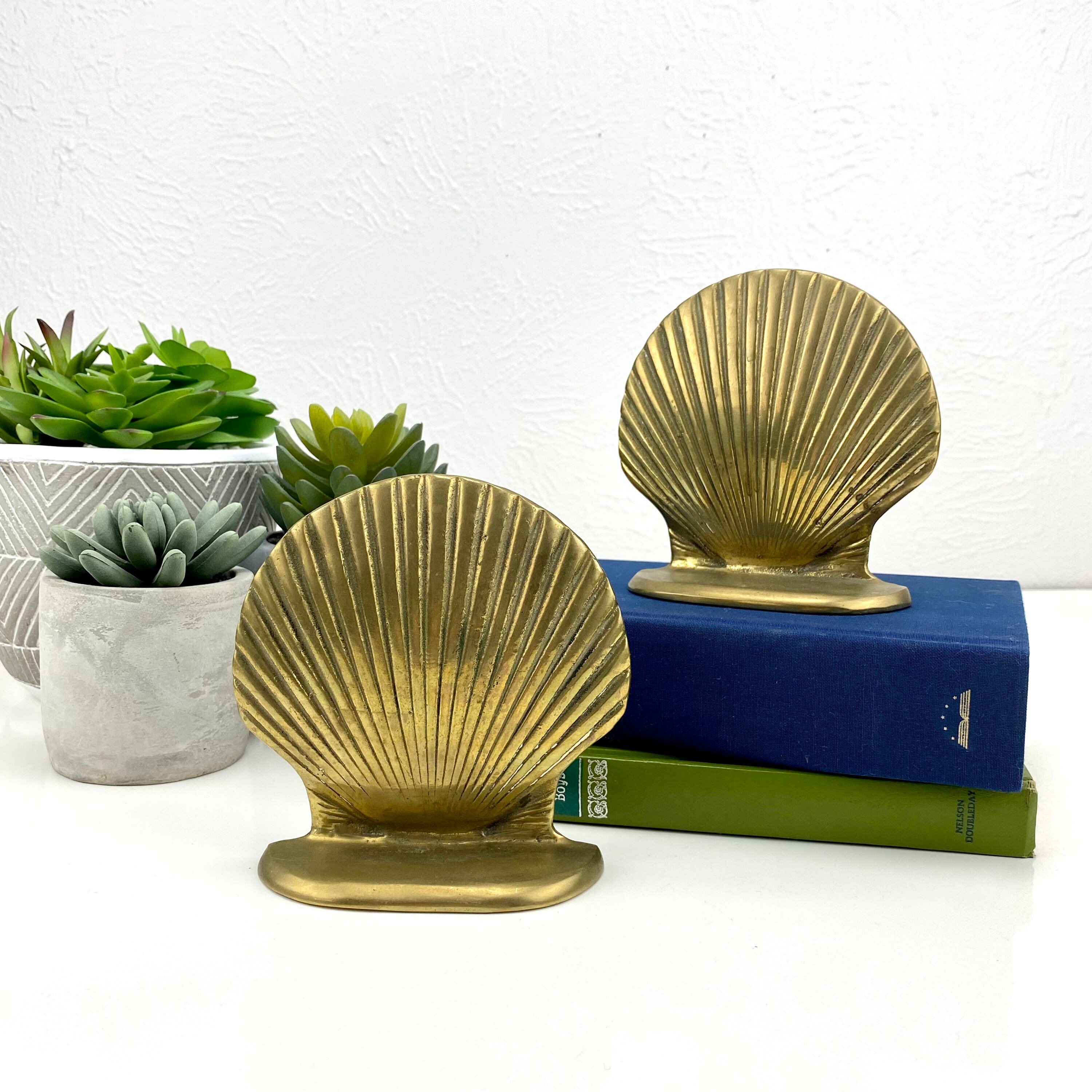 Solid brass seashell bookends – Turquoise's Treasures