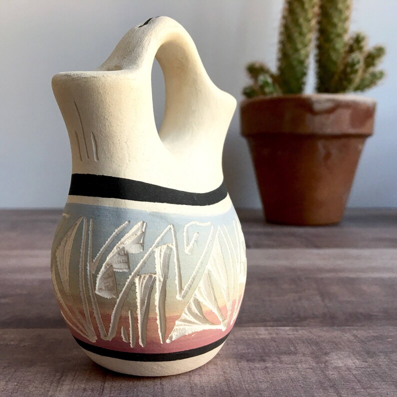 Vintage Navajo Pottery Wedding Vase Native American Unity Etsy