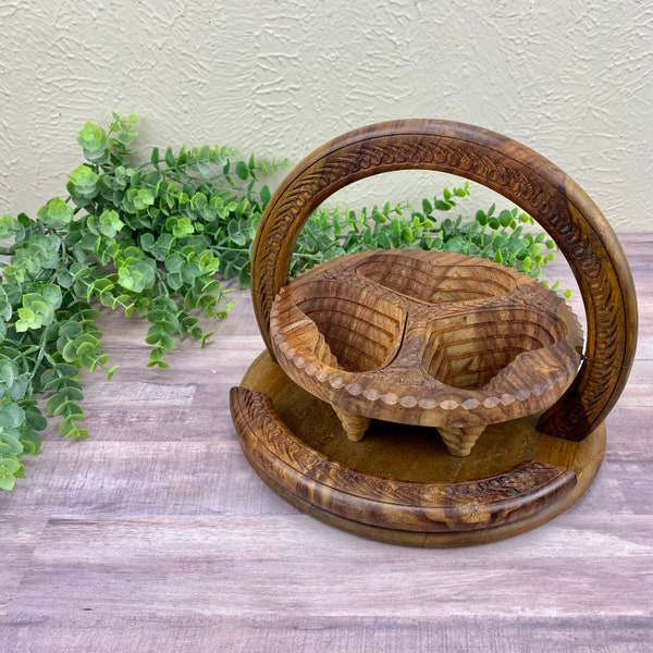 Carved Wood Basket Etsy
