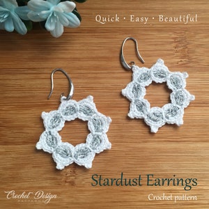 Crochet pattern for crochet Stardust Earrings - crochet pdf pattern -