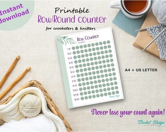 Row / Round counter printable document for crocheters and knitters | crochet knit journal | crochet and knit projects planner